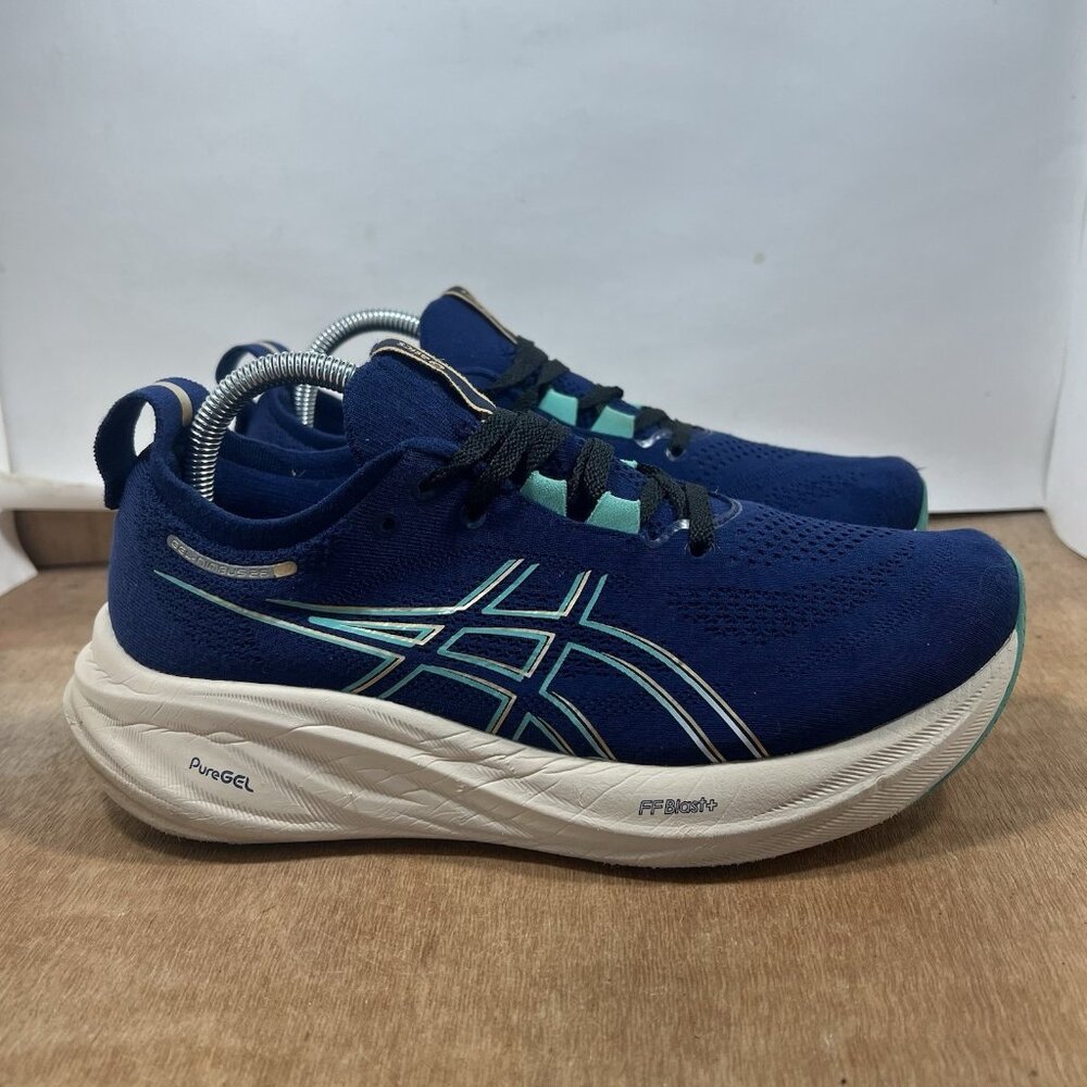Asics Gel-Nimbus 26 Women Size 9.5 Wide  Blue Running Shoes 1012b602